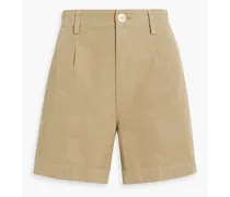 Boy cotton and linen-blend twill shorts - Neutral