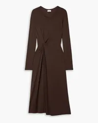 Ninety Percent Brynn gathered stretch-TENCEL Lyocell midi dress - Brown Brown