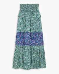 Loretta Caponi Romee tiered floral-print woven maxi skirt - Green Green