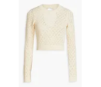 Patricia cropped crochet-knit cotton-blend top - Neutral