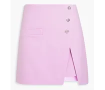 Wrap-effect embellished twill mini skirt - Purple