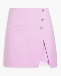 Maje Wrap-effect embellished twill mini skirt - Purple Purple