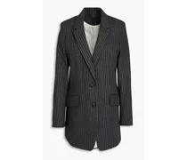 Pinstriped wool-blend tweed blazer - Gray