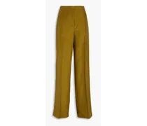 Washed-silk wide-leg pants - Green