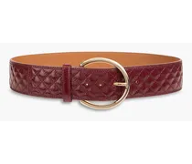 Quilted leather belt - Burgundy