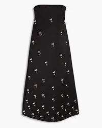 EMILIA WICKSTEAD Strapless embellished satin midi dress - Black Black