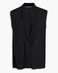 Another Tomorrow Draped crepe top - Black Black