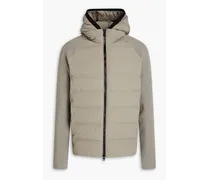 Quilted shell hooded down jacket - Gray