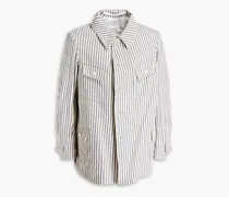 Striped cotton-jacquard jacket - Blue