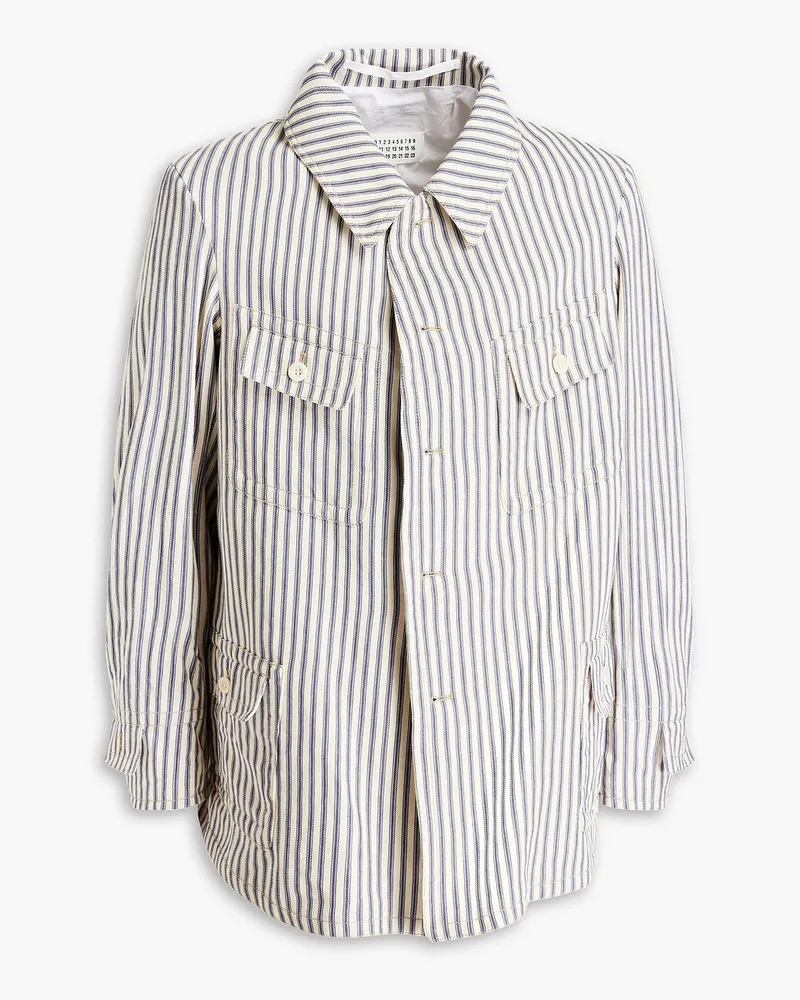 Striped cotton-jacquard jacket - Blue