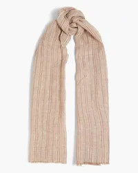 Brunello Cucinelli Striped metallic linen-blend gauze scarf - Brown Brown