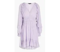 Ruffled satin-crepe mini dress - Purple