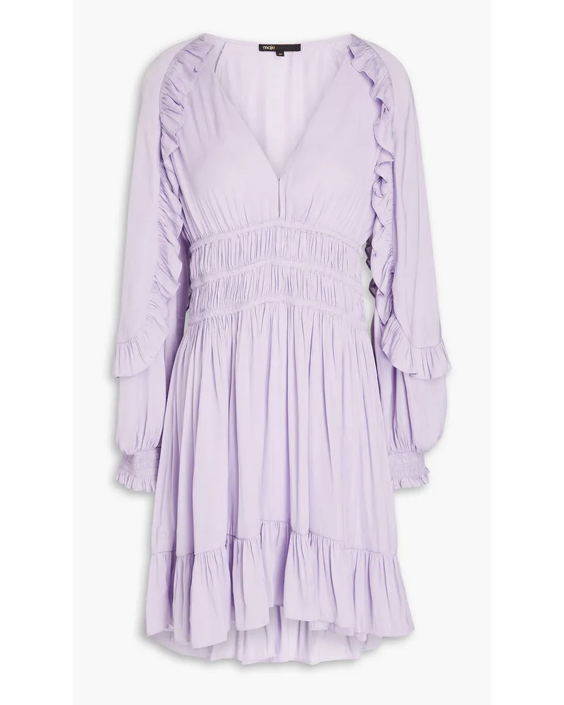 Maje Ruffled satin-crepe mini dress - Purple Purple