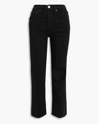 RE/DONE 70s distressed high-rise straight-leg jeans - Black Black