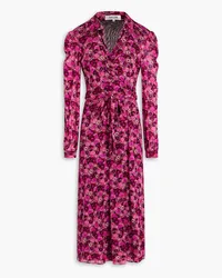 Diane von Furstenberg Phoenix printed mesh midi wrap dress - Purple Purple