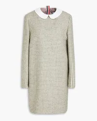 Thom Browne Gingham brushed wool-felt mini dress - Gray Gray