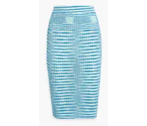 Space-dyed crochet-knit pencil skirt - Blue