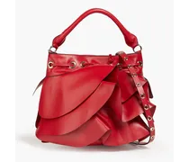 Tiered leather bucket bag - Red