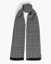 Valentino Garavani Printed cotton and linen-blend gauze scarf - Black Black