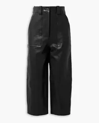 KHAITE Hewey cropped leather straight-leg pants - Black Black