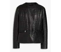 Quilted leather biker jacket - Black
