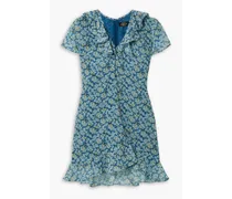 Pannacotta ruffled floral-print georgette mini dress - Blue