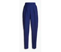 Pleated wool-twill tapered pants - Blue