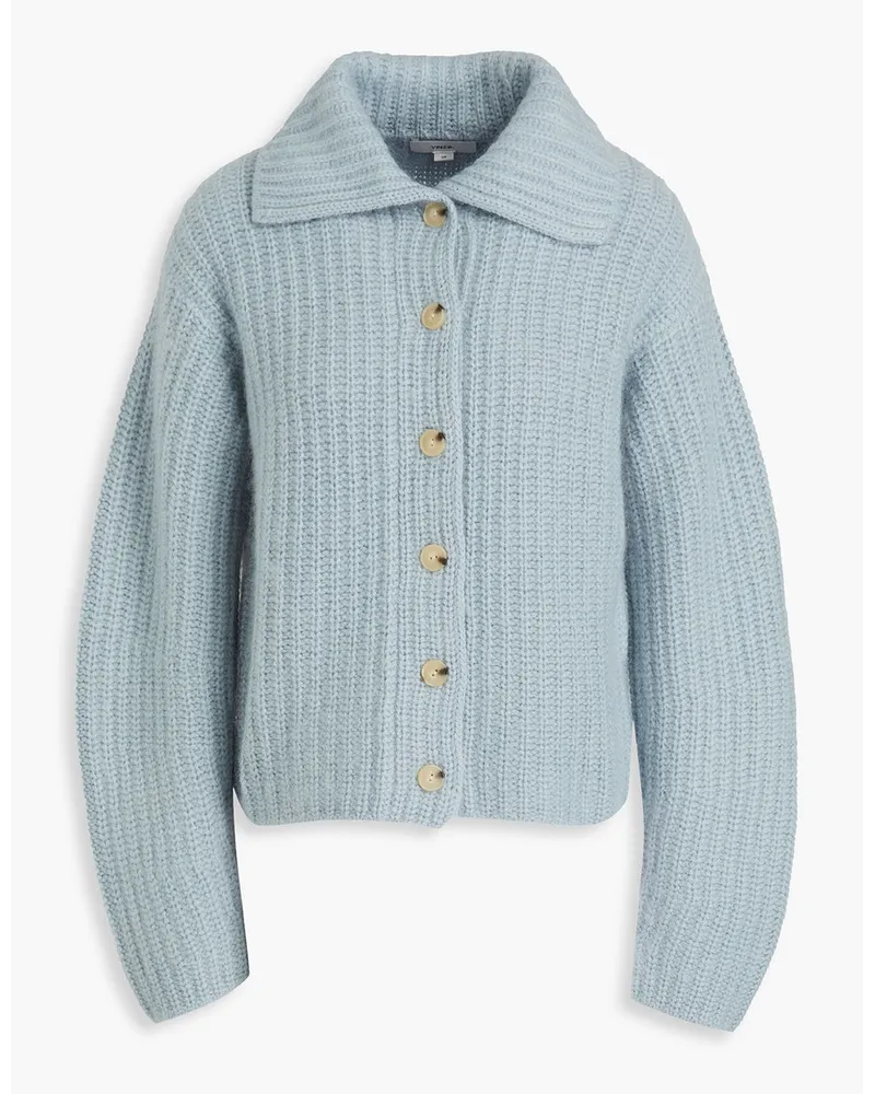 Vince Ribbed wool-blend cardigan - Blue Blue