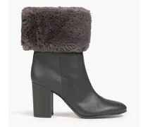 Boston faux fur and leather ankle boots - Gray