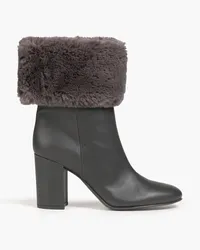 Gianvito Rossi Boston faux fur and leather ankle boots - Gray Gray