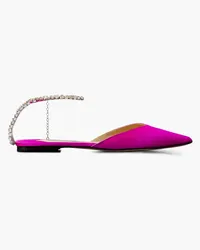 Jimmy Choo Saeda embellished satin point-toe flats - Pink Pink