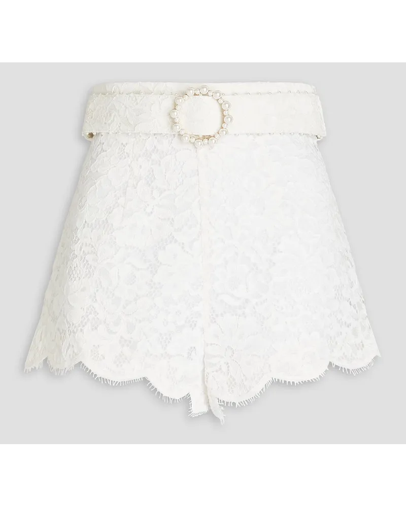 Zimmermann Belted corded lace shorts - White White