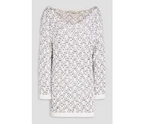 Sequin-embellished knitted sweater - White