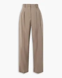 Joseph Tarn pleated silk-blend drill wide-leg pants - Neutral Neutral