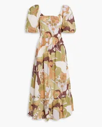 Antik Batik Bahia printed fil coupé cotton maxi dress - Green Green