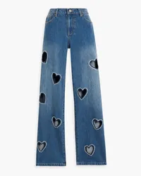 Alice + Olivia Alice Olivia - Karrie cutout crystal-embellished high-rise wide-leg jeans - Blue Blue