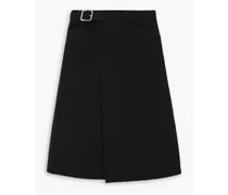Buckled cotton-poplin wrap-effect skirt - Black
