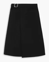 Jil Sander Buckled cotton-poplin wrap-effect skirt - Black Black