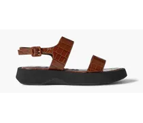 Nicky croc-effect leather slingback platform sandals - Brown