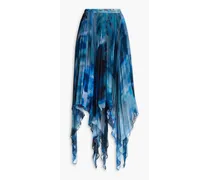 Pleated tie-dyed chiffon maxi skirt - Blue