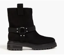 Ring-embellished suede ankle boots - Black