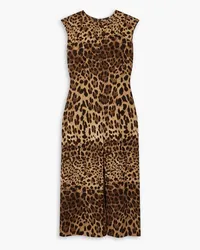 Dolce & Gabbana Leopard-print wool-crepe midi dress - Animal print Animal