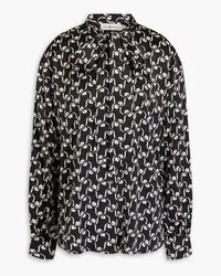 Tory Burch Pussy-bow printed silk-satin blouse - Black Black