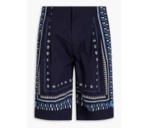 Printed cotton-poplin shorts - Blue