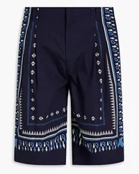 Etro Printed cotton-poplin shorts - Blue Blue