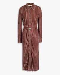 Tory Burch Checked jersey midi shirt dress - Brown Brown