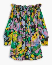 AZ FACTORY Lutz Huelle Theodora off-the-shoulder floral-print crepe de chine mini dress - Multicolor Multicolor