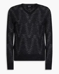 Giorgio Armani Jacquard-knit mohair-blend sweater - Black Black