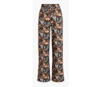 Jemima printed cotton-twill wide-leg pants - Brown