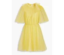 Ruffled point d'esprit mini dress - Yellow